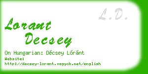 lorant decsey business card