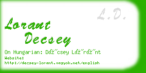 lorant decsey business card